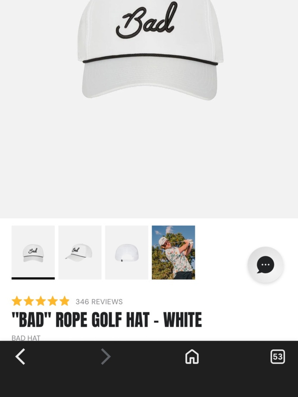 White 'Bad'  Birdie Golf Hat worn like new White hat